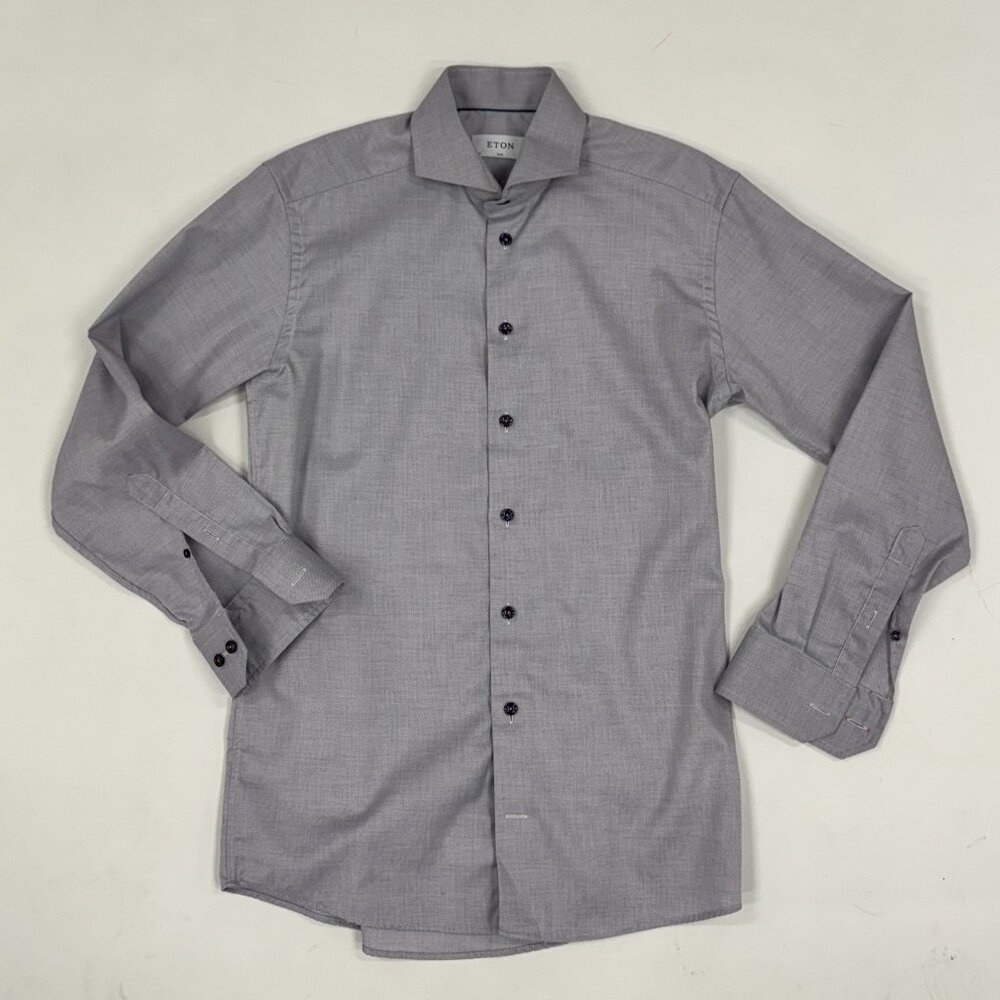 Eton Slim-Fit Grey Cotton Dress Shirt
